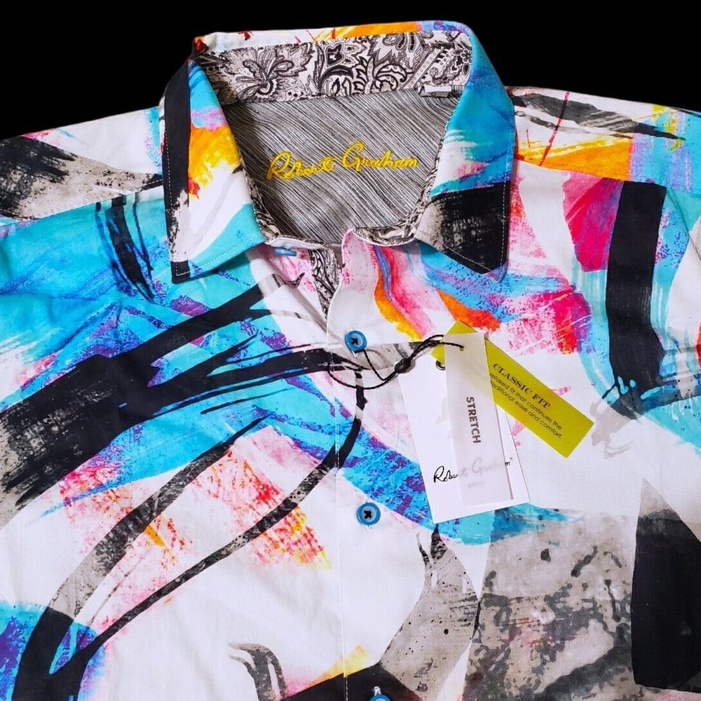 Robert Graham Geometric PROTEUS Abstract $238 Mens Medium Multicolor Sport Shirt - Picture 4 of 10